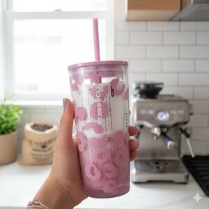 𝅺starbucks Summer21 18oz Glass Pink Cheetah Print